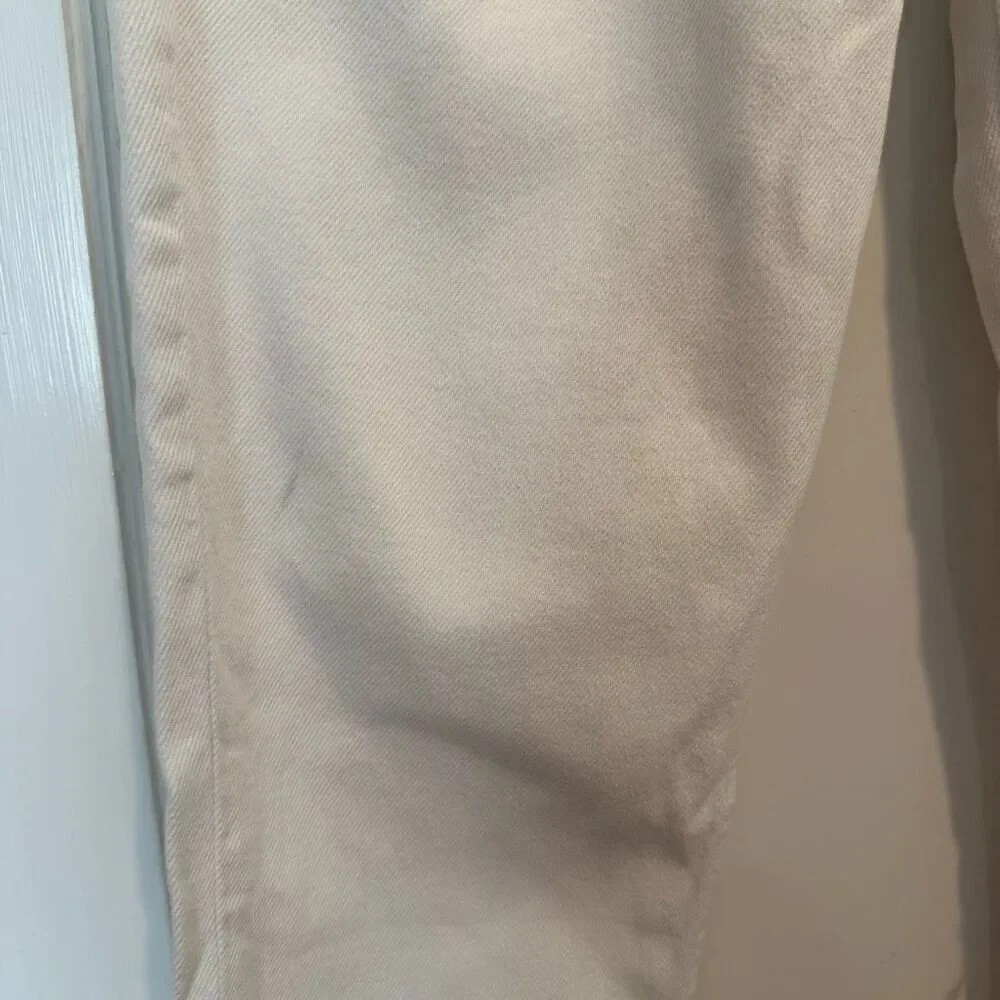 Reformation Julia High Cigarette Jeans Ivory Destroyed Size 28